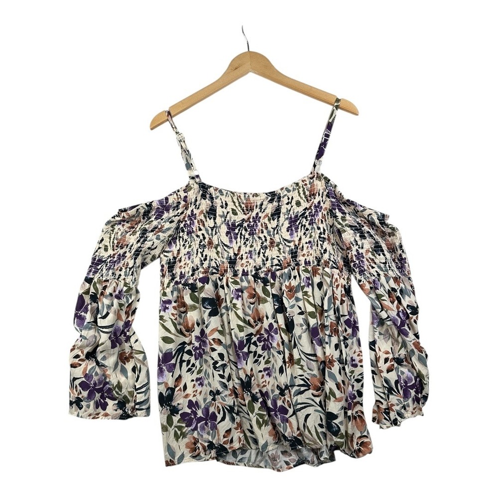 Torrid Cold Shoulder Smocked Blouse size 3X Multicolor